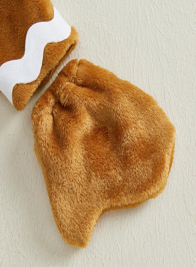 Ayalinggo Baby Gingerbread Costume Infant Toddler Christmas Outfit Fleece Romper Ginger Bread Man Jumpsuit With Hat Gloves (Coffee, 6-12 Months) - Image 5